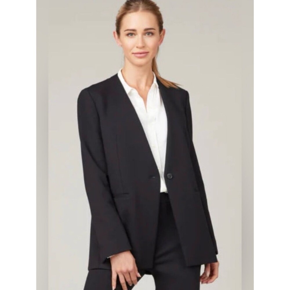 SPANX the perfect collarless blazer black womens one button